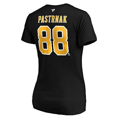 Women's Fanatics Branded David Pastrnak Black Boston Bruins Plus Size Name & Number V-Neck T-Shirt