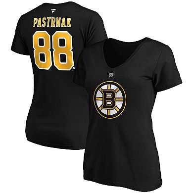 Women's Fanatics Branded David Pastrnak Black Boston Bruins Plus Size Name & Number V-Neck T-Shirt