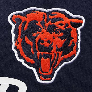 Men's Mitchell & Ness Navy Chicago Bears Home Advantage Raglan Short Sleeve Pullover Hoodie