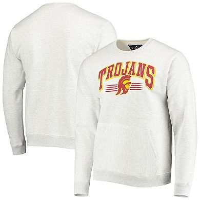Men's League Collegiate Wear Heathered Gray USC Trojans Upperclassman Pocket Pullover Sweatshirt