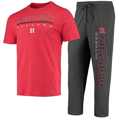Men's Concepts Sport Heathered Charcoal/Scarlet Rutgers Scarlet Knights Meter T-Shirt & Pants Sleep Set