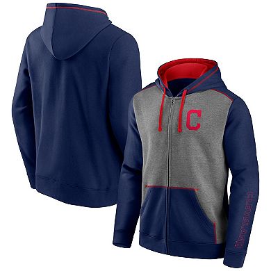Men's Fanatics Branded Navy/Heathered Gray Cleveland Indians Expansion Team Full-Zip Hoodie