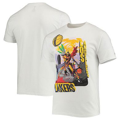 Men's NBA x McFlyy White Los Angeles Lakers Identify Artist Series T-Shirt