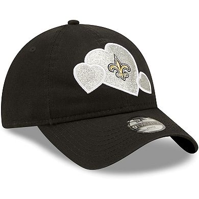 Girls Toddler New Era Black New Orleans Saints Hearts 9TWENTY Adjustable Hat