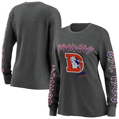Women's WEAR by Erin Andrews Gray Denver Broncos Long Sleeve Thermal T-Shirt