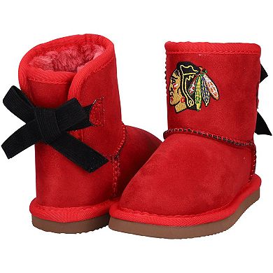Girls Toddler Cuce Red Chicago Blackhawks Low Team Ribbon Boots