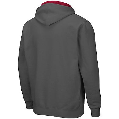 Men's Colosseum Charcoal Washington State Cougars Arch & Logo 3.0 Full-Zip Hoodie