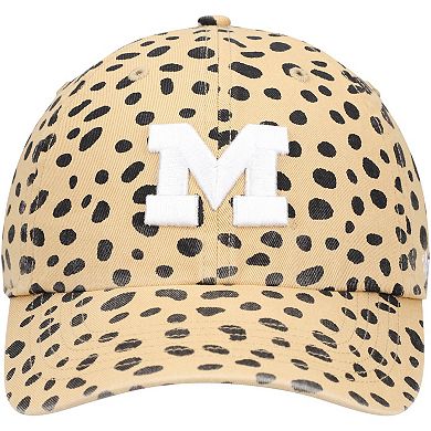 Women's '47 Tan Michigan Wolverines Cheetah Clean Up Adjustable Hat