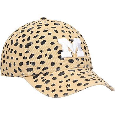 Women's '47 Tan Michigan Wolverines Cheetah Clean Up Adjustable Hat