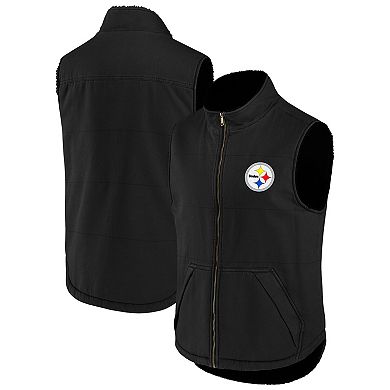 Men's NFL x Darius Rucker Collection by Fanatics Black Pittsburgh Steelers Sherpa-Lined Full-Zip Vest