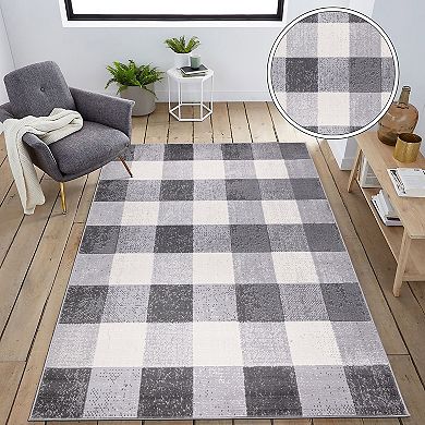 World Rug Gallery Geometric Plaid Design Rug