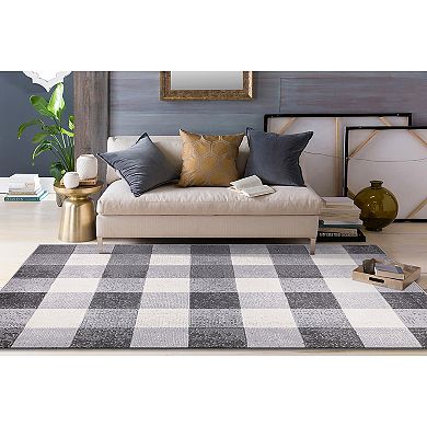 World Rug Gallery Geometric Plaid Design Rug