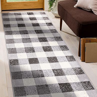 World Rug Gallery Geometric Plaid Design Rug