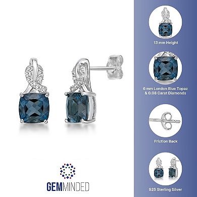 Gemminded Sterling Silver London Blue Topaz & Diamond Accent Earrings