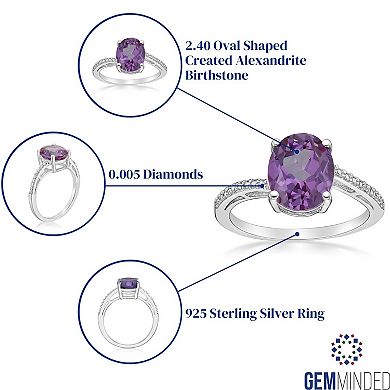 Gemminded Sterling Silver Lab-Created Alexandrite & Diamond Accent Ring