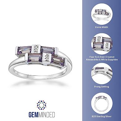 Gemminded Sterling Silver Lab-Created Alexandrite & Lab-Created White Sapphire Overlap Ring
