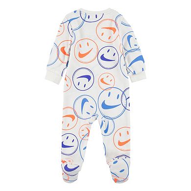 Baby Nike Smiley Face Print Sleep & Play One Piece Pajamas