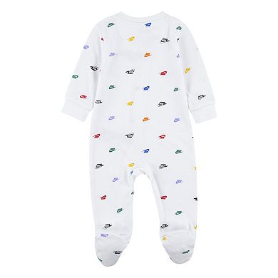 Baby Nike Sportswear Club All Over Logo Print Plush Sleep & Play One Piece Pajamas