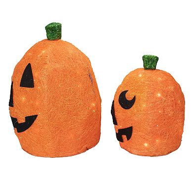 Northlight Orange Light-Up Pumpkin Outdoor Halloween Decor 2-piece Set