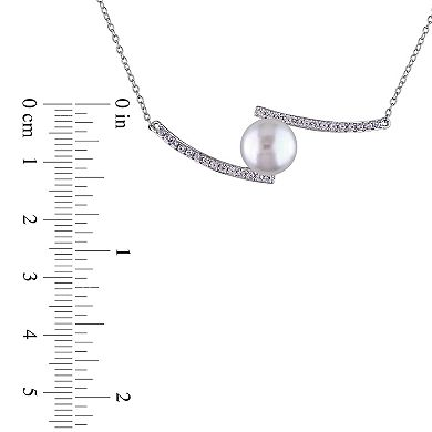 Stella Grace Freshwater Cultured Pearl & Lab-Created White Sapphire Bypass Necklace