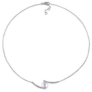Stella Grace Freshwater Cultured Pearl & Lab-Created White Sapphire Bypass Necklace