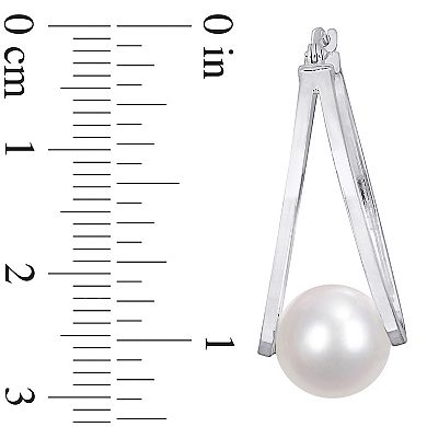 Stella Grace Sterling Silver Freshwater Cultured Pearl Split Oval Hoop Earrings