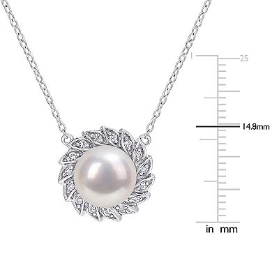 Stella Grace Sterling Silver Freshwater Cultured Pearl & Lab-Created White Sapphire Necklace