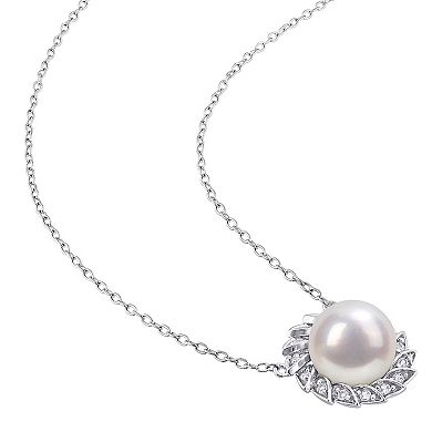 Stella Grace Sterling Silver Freshwater Cultured Pearl & Lab-Created White Sapphire Necklace