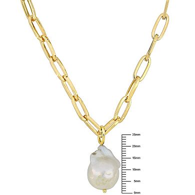 Stella Grace 18k Gold Over Silver Baroque Shape Freshwater Cultured Pearl Pendant Necklace