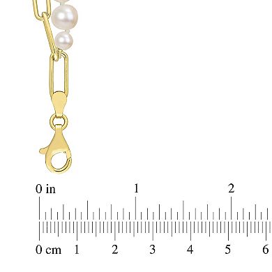 Stella Grace 18k Gold Over Silver Freshwater Cultured Pearl Link Chain Two-Strand Necklace