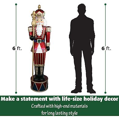 Fraser Farm Hill Oversized 6-ft. Jeweled Nutcracker Greeter Christmas Indoor / Outdoor Decor