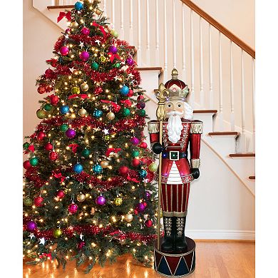 Fraser Farm Hill Oversized 6-ft. Jeweled Nutcracker Greeter Christmas Indoor / Outdoor Decor