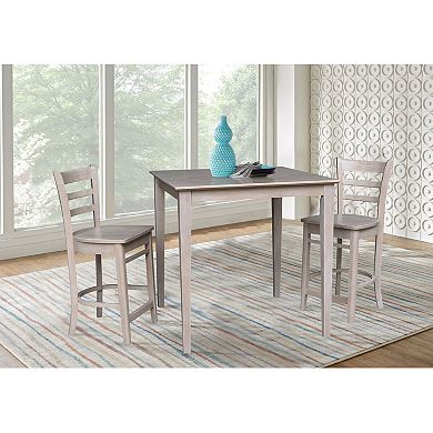 International Concepts Gray Taupe Dining Table & Emily Counter Stool 3-piece Set