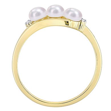Stella Grace 10k Gold Freshwater Cultured Pearl & Diamond Accent Bypass Ring