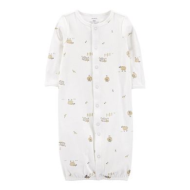 Baby Carter's Sheep Print Converter Gown, Cap, & Socks Set