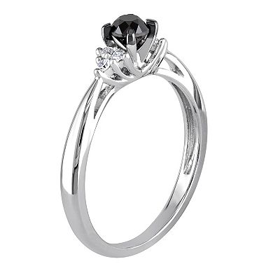 Stella Grace Sterling Silver 1/2 Carat T.W. Black & White Diamond Promise Ring