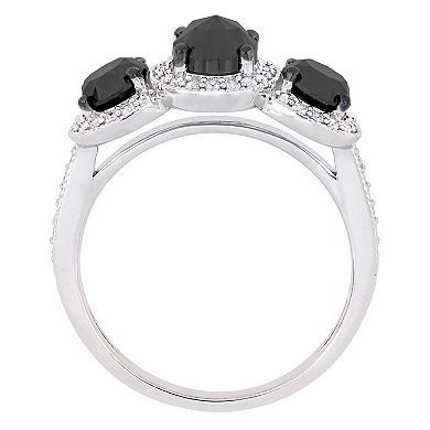Stella Grace Sterling Silver 2-2/5 Carat T.W. Black & White Diamond Engagement Ring