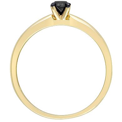 Stella Grace 14k Gold 1/4 Carat T.W Round Cut Black Diamond Solitaire Engagement Ring