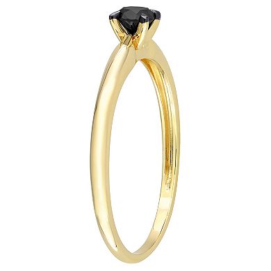 Stella Grace 14k Gold 1/4 Carat T.W Round Cut Black Diamond Solitaire Engagement Ring