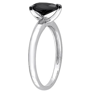 Stella Grace 14k White Gold 1 Carat T.W Black Diamond Pear-Shape Solitaire Ring