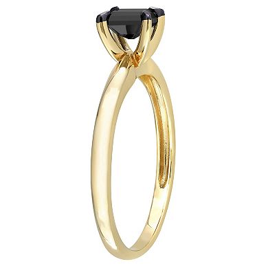Stella Grace 14k Gold 1/2 Carat T.W. Emerald Cut Black Diamond Solitaire Engagement Ring
