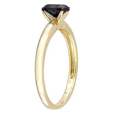Stella Grace 14k Gold 1/2 Carat T.W. Oval Cut Black Diamond Solitaire Engagement Ring