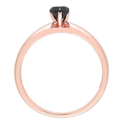 Stella Grace 14k Rose Gold 1/2 Carat T.W Pear Shaped Black Diamond Solitaire Engagement Ring