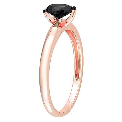 Stella Grace 14k Rose Gold 1/2 Carat T.W Pear Shaped Black Diamond Solitaire Engagement Ring