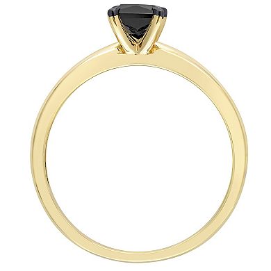Stella Grace 14k Gold 1/2 Carat T.W. Princess Cut Black Diamond Solitaire Engagement Ring