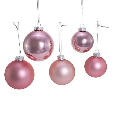 Shiny & Matte Pink Ball Christmas Ornament 20-piece Set