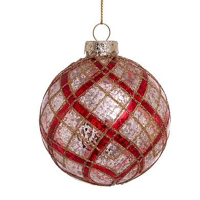 Glitter Plaid Ball Christmas Ornament 6-piece Set