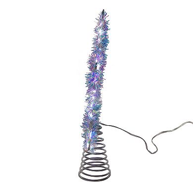Kurt Adler 12.2" Tinsel Star Tree Topper with Cool White LED Lights