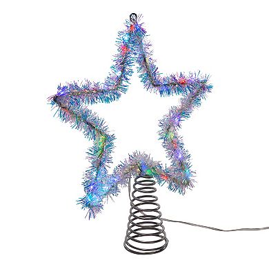 Kurt Adler 12.2-Inch Tinsel Star Tree Topper with RGB LED Lights