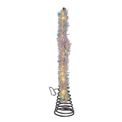 Kurt Adler 12.2" Tinsel Star Tree Topper with Warm White LED Lights